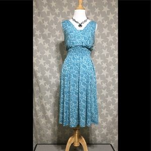 Faded Glory Blue/Teal Patterned Sundress